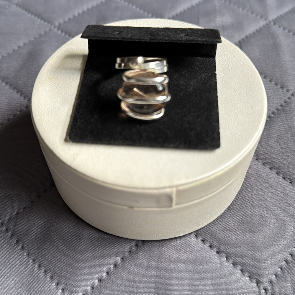 💍Silvertone Peach Rock-Stone Ring